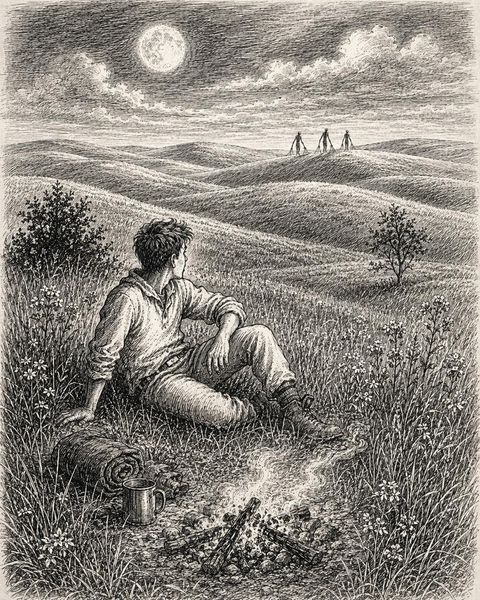 Three Figures in the Endless Meadows of Zarasai