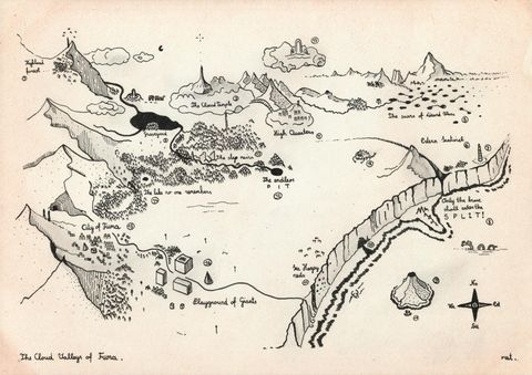 The Cloud Valleys of Fuma handdrawn map